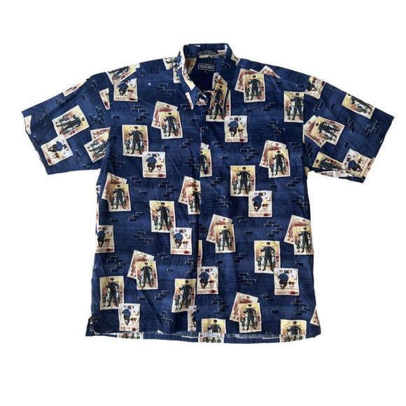 The Saturday Evening Post Rockwell "Police" Vintage SS Button Down Men's XL - Picture 1 of 5